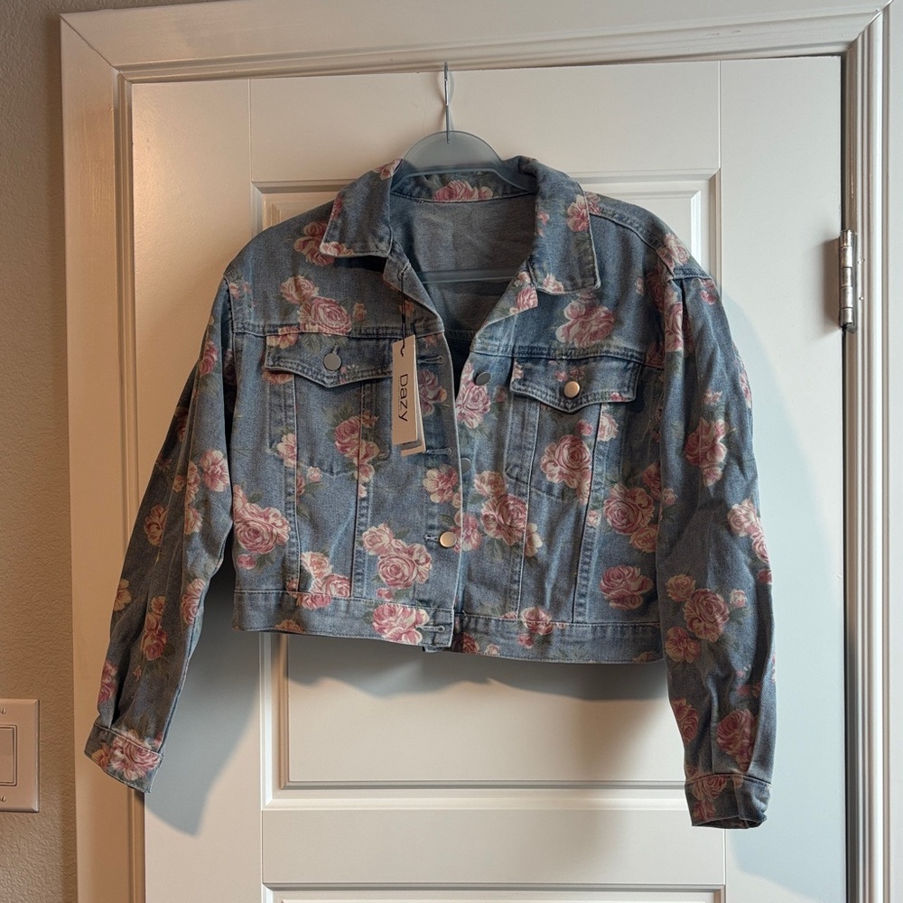 AKIRA Blue Floral Jean Jacket